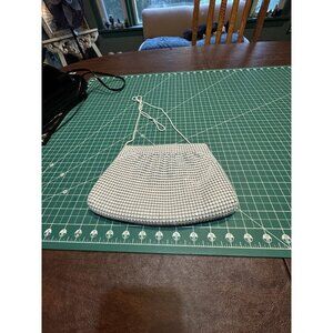 Vintage White Mesh Evening Bag  Clutch With Gold Clasp & Chain Strap